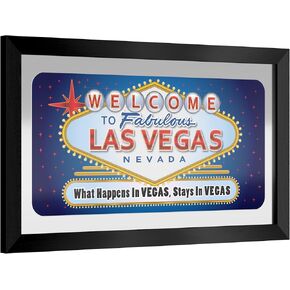Wall Mirror - Ready-to-Hang Las Vegas Black Framed Rectangle Mirror - for Pub, Game Room, Garage or Home Bar by Trademark Gameroom