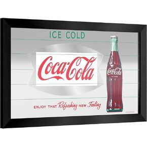 Wall Mirror - Ready-to-Hang Coca-Cola Ice Cold Black Framed Rectangle Mirror - for Pub, Game Room, Garage or Home Bar by Trademark Gameroom