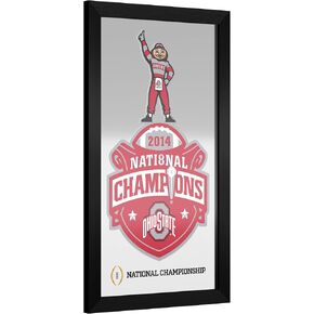 Wall Mirror - Ready-to-Hang Ohio State University National Champions Red Black Framed Rectangle Mirror - for Pub, Game Room, Garage or Home Bar by Trademark Gameroom