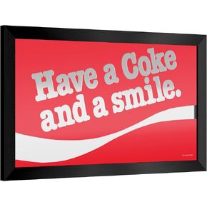 Wall Mirror - Ready-to-Hang Coca-Cola Have a Coke and a Smile Black Framed Rectangle Mirror - for Pub, Game Room, Garage or Home Bar by Trademark Gameroom