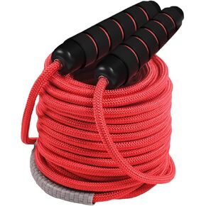 30 FT Long Jump Rope for Kids Adults,Double Dutch Jump Rope,Adjustable Skipping Ropes with High-strength Nylon Braided Rope Core,360°Rotation Not Entangled,Long Enough for 6-10 Jumpers.Red