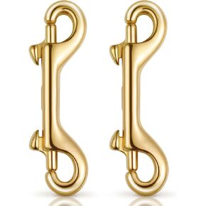 ibasenice Brass Double Ended Bolt Snap Hook: Double Sided Clips Heavy Duty Trigger Snap for Dogs Leashes,Handmade Bag,Keychains,Diving,2pcs