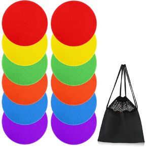 4.72inch 9inch Poly Spot Markers Non-Slip Rubber Floor Dots for Gym, 6/12/24 Pcs Flat Cones Agility Markers Poly Spots for Classroom Dance Sports Soccer Basketball Speed Agility Training