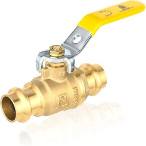 1/2-Inch Press X Press Ball Valve for Copper Tubing,Brass Full Port Water Stop Shut Off Ball Valve,1/4 Turn with EPDM O-ring(Pack of 5)