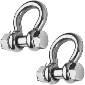 Stainless Steel D Ring Shackles 1/4" 5/16" 3/8" 1/2 inch 316 SS Heavy Duty Boat Anchor Shackle Marine Grade Bow Shackles with Cotter Pins