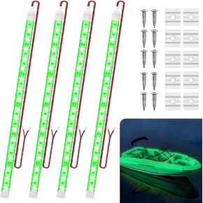 Boat Marine Submersible Led Strip Lights, 4 Pcs 20 Inches 12V Super Bright Boat Interior Lights, IP68 Waterproof Marine Led Strip Lights Night Fishing Lights for Boats, Kayak (White)