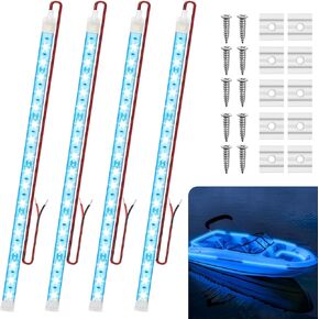 أضواء شريطية LED غاطسة للقوارب البحرية، 4 قطع 20 بوصة 12 فولت أضواء داخلية فائقة السطوع للقارب، IP68 مقاومة للماء أضواء شريطية LED بحرية ليلية للصيد للقوارب، قوارب الكاياك (أبيض)