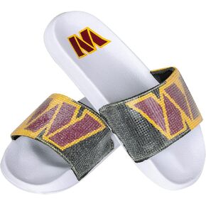 FOCO Women's NFL Team Big Logo Shimmer Slide Flip Flop Sandals Slippers