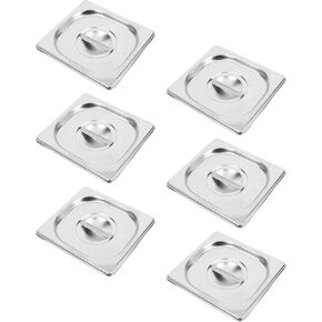 TENUP 6 Pack 1/6 Size Hotel Pan Lid with Handle, NSF, Steam Table Pan Lid, Catering Food Pan Cover