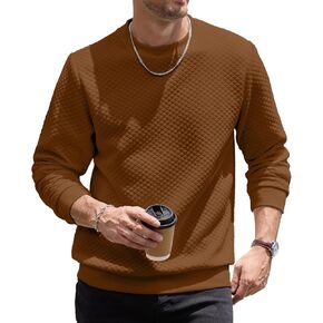 Mens Crewneck Sweatshirts Waffle Panttern Texture Outdoor Leisure Pullover Sweatshirts