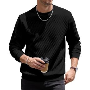 Mens Crewneck Sweatshirts Waffle Panttern Texture Outdoor Leisure Pullover Sweatshirts