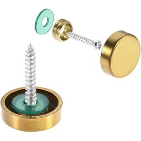 uxcell Mirror Screws, Decorative Cap Fasteners Cover Nails, Electroplated, Bright Golden 25mm/1" 4pcs