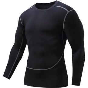 Men's Soft Slim Long Sleeve Dry-Fit Compression Gym Trainning Shirt