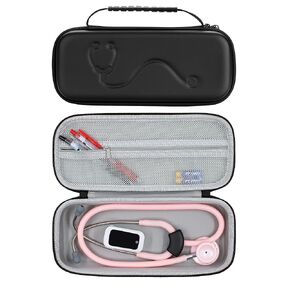 Hard Stethoscope Case for 3M Littmann Classic III, Lightweight II S.E, MDF Acoustica Stethoscope, Stethoscopes Carrying Case with Mesh Bag for Nurse Accessories Gauze Penlights Cotton Swabs