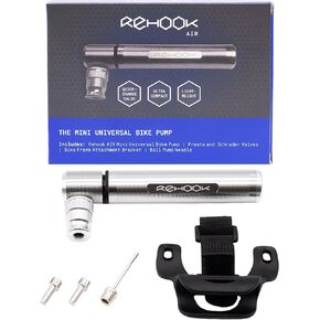 Rehook AIR - The Mini Universal Bike Pump for Cyclists - Cycling Pump with Presta and Schrader valves, fits All Cycle valves