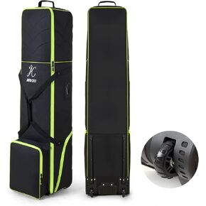 JUMO CYLY Travel Golf Bag, Golf Bag for Airplane Travel with Wheels, Padded Around Top with Large Shoe Pockets Golf Club Travel Bag 900D Heavy Duty Oxford Wear Resistant Foldable Soft Sided, Black