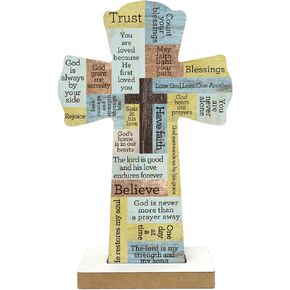 Qswo Wooden Crosses,Christians Cross Wall Decor,Cross Desk Decor,Cross Decor for Wall,Religious Wall Decor,Biblical Wall Decor for Home Easter Party Indoor Outdoor Decorations