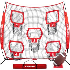 Football Nets for Throwing,Football Target,Quarterback Training Equipment with 5 Target Pockets for Improving Football Accuracy Throwing-8 x 8 ft or 7 x 7 ft Nets