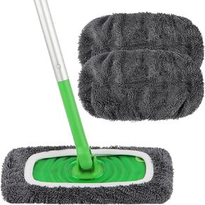 HOMEXCEL Reusable Microfiber Mop Pads Compatible with Swiffer Sweeper-Washable Wet Pad Refills for Wet & Dry Use, Floor Cleaning Mop Head Pads Refills for Household Cleaning, Pack of 2, White