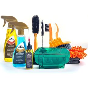 Bike Cleaner kit,Perfect kit to Clean/Protect/Lube Bicycle,with Chain Scrubber,Cleaning Brush Tool,Bike Cleaner(19oz),Degreaser(10oz),Wet Lubricant(2oz)