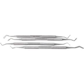 Amalgam Pluggers 4 Pcs Double Ended Dental Composite Plastic Filling Restorative Root Canal Instruments Made of Stainless Steel with Knurled Handle for Firm Girp by HTI