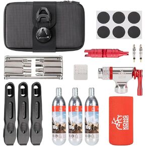 Bike Repair Tool Kit-Co2 Inflator Kits With Co2 Cartridges,8 In 1 Multi Tools, Saddle Bag, Tire Tube Patches & Tire Levers Included- Bike Maintenance Emergency Repair Tool Kit