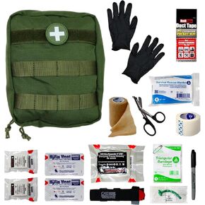 IFAK (Individual First Aid Kit) Trauma Kit by HMZ Medical — Medical Pouch for Tactical, Outdoor, Hiking, Military — Backpacking Emergency Medical Kit for Bleeding Control (Black)