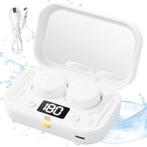 آلة تنظيف العدسات اللاصقة، منظف العدسات اللاصقة بالموجات فوق الصوتية المحمول مع 4 أوضاع توقيت، اهتزاز عالي التردد 360 درجة لتنظيف العدسات الناعمة، العدسات اللاصقة الملونة (الأبيض إلى الأزرق) in Kuwait