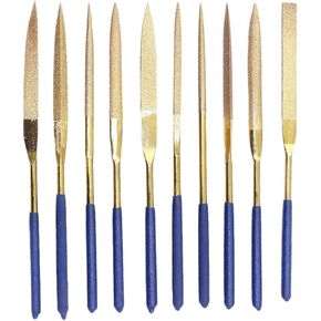 10Pcs Mini Diamond Needle File Set Jewelers Hand Files Tool Kit for Metal Ceramic Stone Jewelry Rough Carving Glass Filing, 140mm/5.1" Length