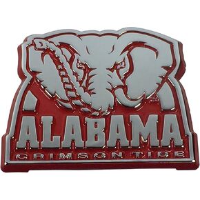 Alabama UA Crimson Tide Metal Auto Emblem Roll Tide! (Elephant Logo (Crimson Trim))