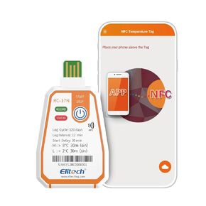 Elitech 10 Pack NFC Single-Use Temperature Data Logger, Export Data via APP, 120 Days in-Transit Trip, Easy Data Monitoring RC-17N, -22～158℉ Range