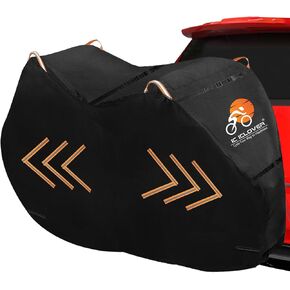 IC ICLOVER Bike Cover for Transport on Rack, Bicycle Covers for 2 Bikes on Rear Bike Rack, 600D Outdoor Storage Bike Travel Cover on Car Bike Rack, Waterproof Bike Rack Covers for 2 Bikes on Hitch