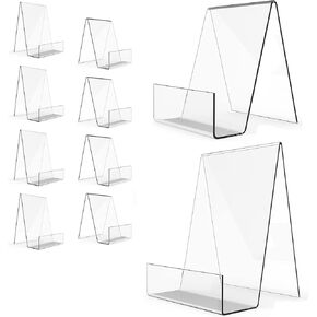 Boloyo Acrylic Book Stand with Ledge,4PC 4 Inch Clear Acrylic Display Easel Transparent Display Stand Holder Tablet Holder for Displaying Books,Magazine,Plate,Pictures,Artworks, CDs