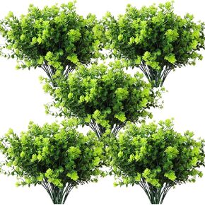 10 Pcs Artificial Plants & Greenery,Flowers for Outdoors Fake Outdoor Plants Plastic Flowers Bushes Shrubs Faux Plastic Greenery for Hanging Planter Home Office Farmhouse Indoor Outside Decor(Green)