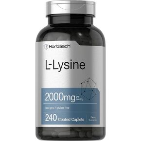 Horbäach L-Lysine | 2000mg | 240 Caplets | Vegetarian, Non-GMO, and Gluten Free Supplement
