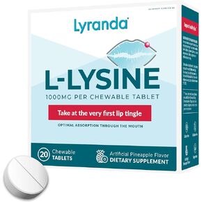 1000 mg chewable L-Lysine Tablets to Treat Cold sores - Faster Absorption and Better Hygiene