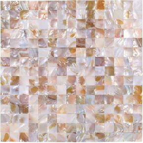 10 - Sheet Peel and Stick Mother of Pearl Backsplash for Bedroom and Bathroom, Kitchen Wall Decor Mother of Pearl (Nature, 12"12")