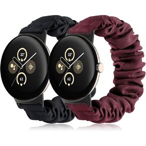 Bands Compatible with Google Pixel Watch 2 /Pixel Watch Band,Elastic Fabric Watch Band,Scrunchie Strap Replacement Watch Bands For Women(2 Pack)