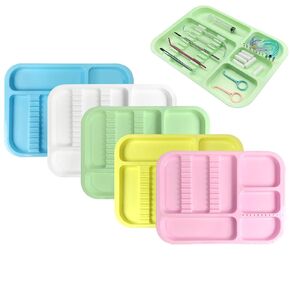 Dental Instrument Divided Tray, YOUYA DENTAL 5PCS Autoclavable Divided Instrument Tray Dental Dentist Plastic Instrument Tray Divided Separate Tray, Size B for Medical Tattoo and Beauty Salon
