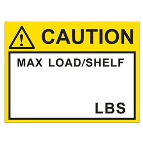 Pallet Rack Capacity Label, 3×4″ (76.2×101.6mm) Caution Max Load/Shelf LBS, Industrial Strength Warehouse Cross Beam Safety Warning Self-Adhesive PVC Sticker, British Unit, BU_B_1, Pack of 25 PCS