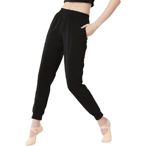 Women Casual Workout Athletic Pants Modal Black Dance Pants for Ballet,Yoga, Jazz,Modern