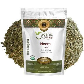 Organic Way Neem Leaf Cut and sifted | Herbal Tea | Premium Neem Leaf | USDA Certified | Non GMO & Gluten Free | Origin - India (4 oz - 1/4 lbs)
