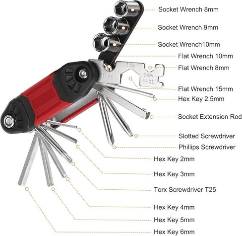 HARFINGTON Bike Repair Multitool, 16 in 1 Multi-Function Portable Bicycle Mechanic Repair Set Cycling Maintenance Tool Kit for Bicycle Mountain Bike and Road Bike, Black in Kuwait