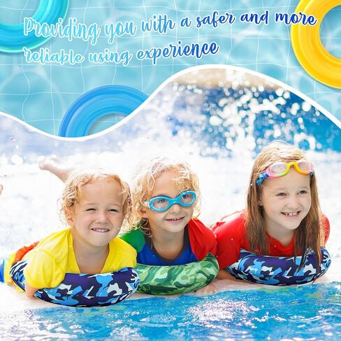 6 Pack Swim Trainer for Kids Swimming Belt Camouflage Portable Inflatable Swim Training Aid 2 Pair Swimming Arm Float Ring Child Arm Bands Floater 2 Pcs Flotation Belt(Blue and Green) in Saudi Arabia
