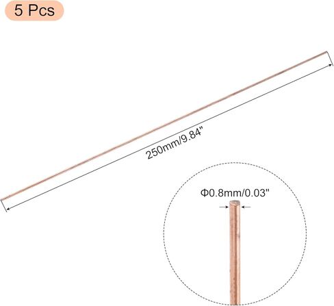 MECCANIXITY قضيب مستدير من النحاس النقي 12 مم/0.47 بوصة قطر 300 مم/12 بوصة طول قضيب نحاسي صلب مخرطة بار مخزون من أجل هوايات العمل المعدنية DIY in Kuwait