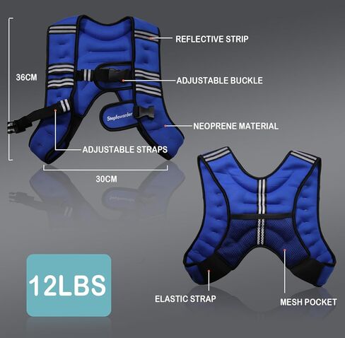 سترة مرجحة، سترة وزن 3 كجم/5 كجم مع شريط عاكس للتدريب والجري واللياقة البدنية والركض وتمارين القلب والمشي in Kuwait