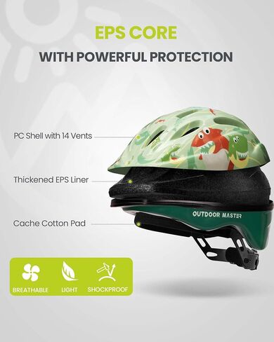 OutdoorMaster Kids Bike Helmet - from Toddler to Youth Sizes - Adjustable Safety Unicorn Helmet for Children (Age 3-15), 14 Vents for Multi-Sport in Kuwait