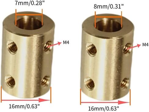 CHANCS Motor Shaft Rigid Brass Sleeve Coupling 7mm to 10mm Bore Rigid Coupling Set Screw Motor Accessories for DIY Parts 2PCS in Saudi Arabia