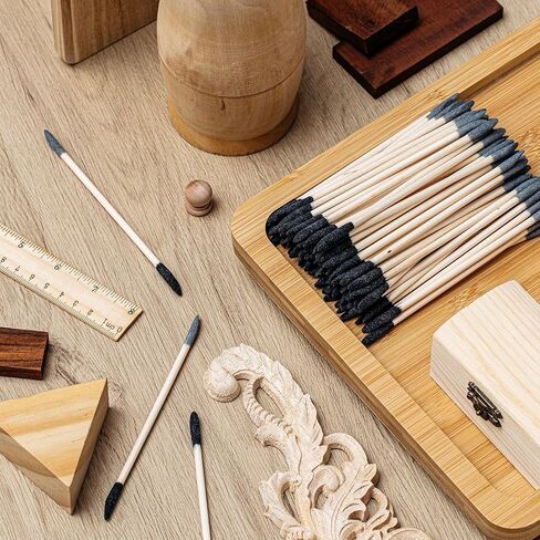 45 Pcs Sanding Sticks Double End Matchsticks Sanding Twigs Fine Detailing Polishing Sticks for Plastic Models Wood Hobby, 120/280 Grit, 5.4 x 0.3 Inch in Saudi Arabia