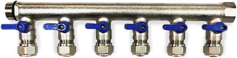 4 Loop 1/2" Plumbing PEX Manifolds 1" trunk w/ 1/2" Pex Ball Valves - 4-Branch Radiant Heat Manifold - PEX Tubing Floor Heating Manifolds - Red Handles (4 Loop Red) in Kuwait